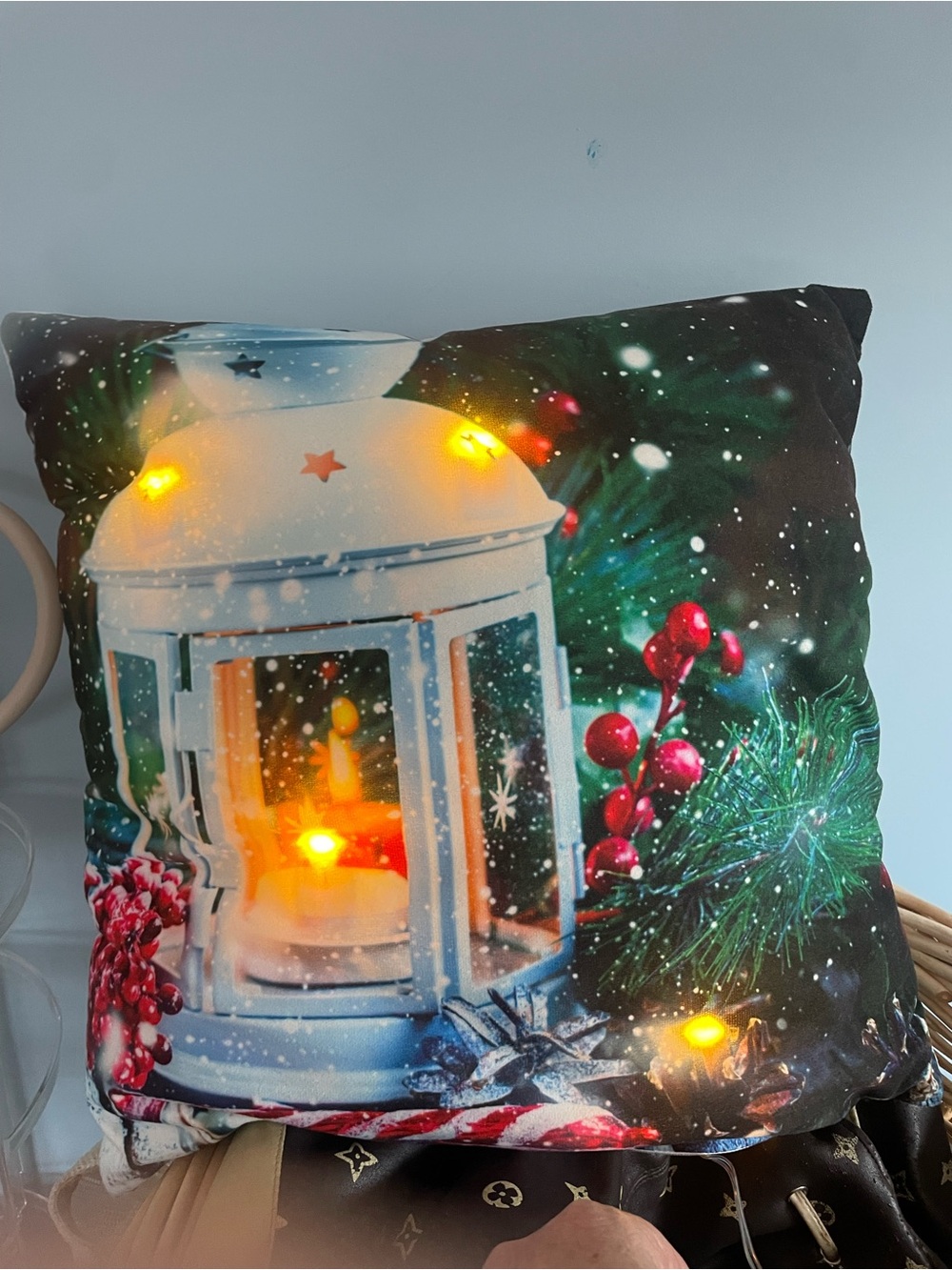 Holiday Lantern Decorative Throw Pillow - White Lantern Design